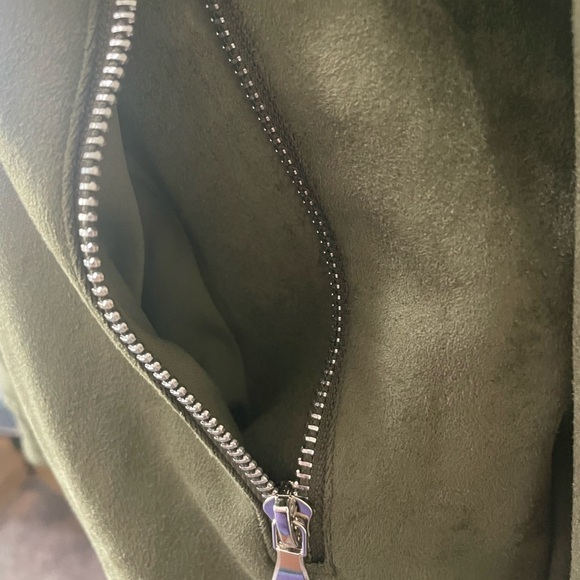 Womens Faux Suede Fall Winter Casual Zipper Cropped Coat Bomber Jacket - Picture 5 of 8